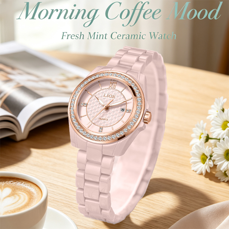 Luxury Ceramic Watch - LIGE 우아한 패션 여성 시계 캐주얼