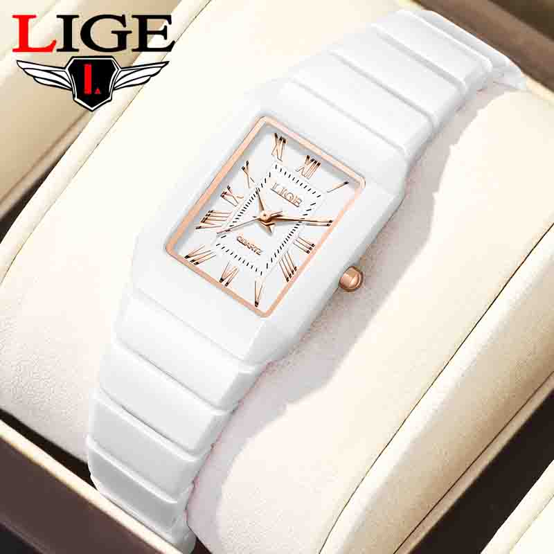 Luxury Ceramic Watch - LIGE 시계 여성용 손목시계 브랜드 세라믹