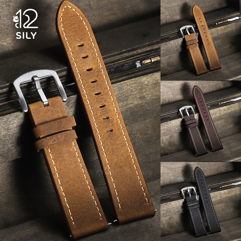 Smartwatch Vintage Watches For Men - 20/22mm 송아지 가죽 시계 스트랩 빈티지