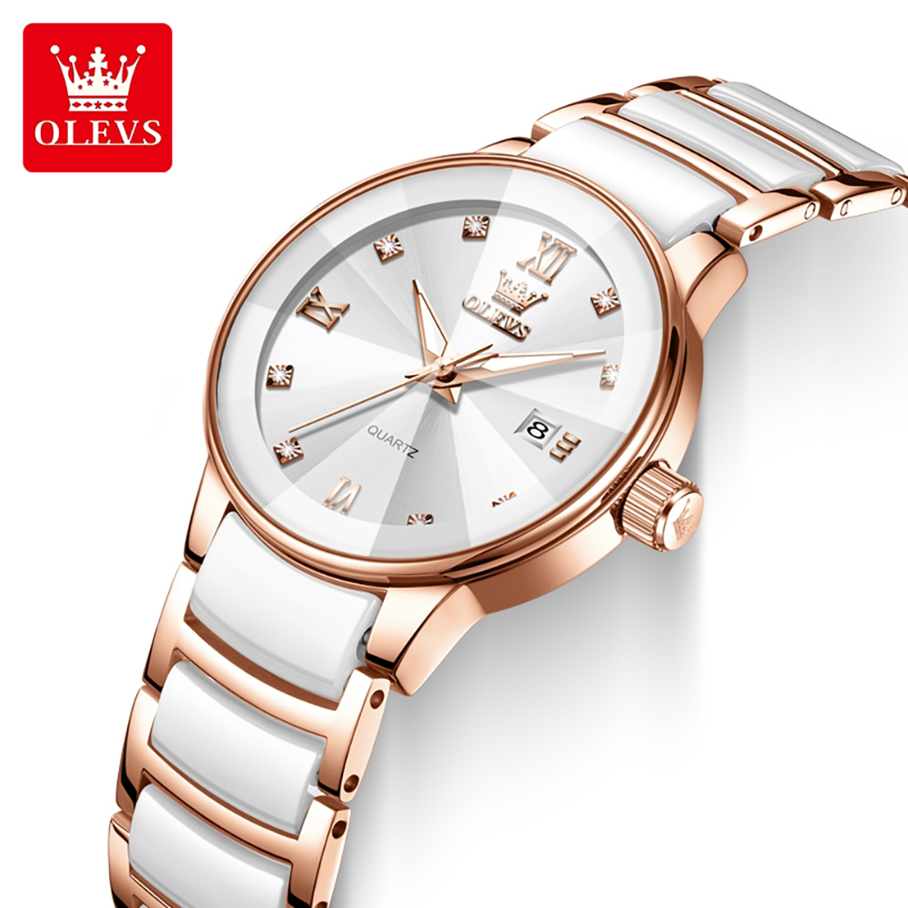 Luxury Ceramic Watch - OLEVS 7114 여성용 시계 세라믹 로즈골드