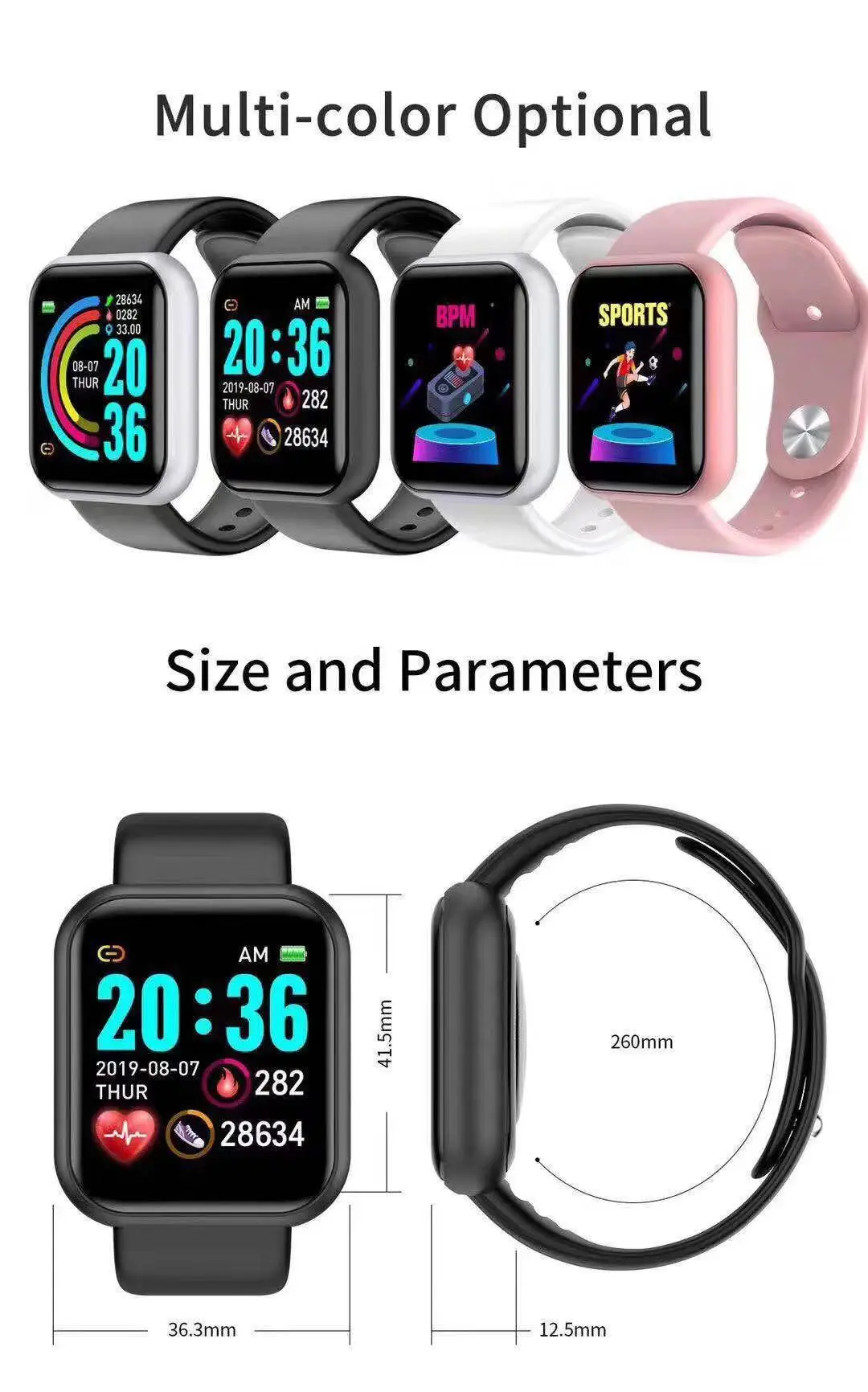 Smartwatch Watches For Men - D20 Pro 스마트워치 남성용 Y68 스마트워치,
