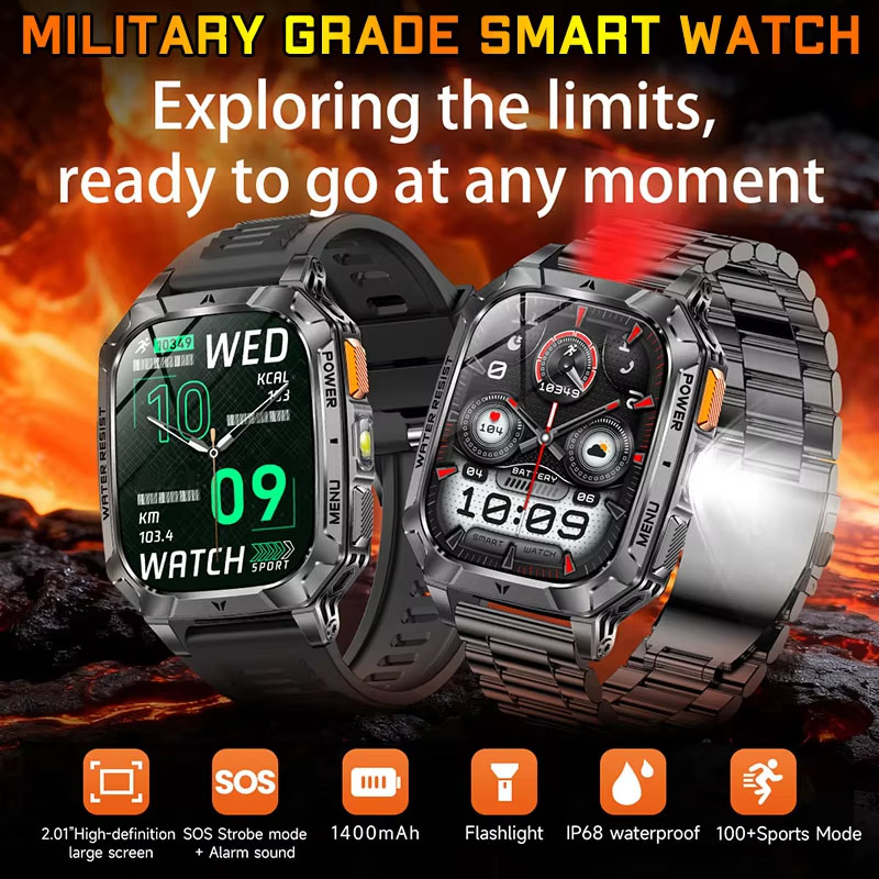 Smartwatch Watches Gift For Men - 2026년 신형 핫 플래시라이트 남성용 스마트워치
