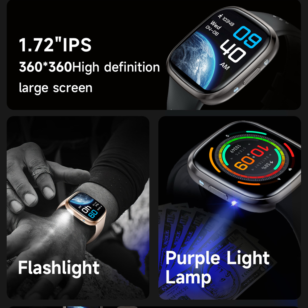 696 스마트 시계 BT 통화 LED 손전등 야외 건강 - Smartwatch Purple Watches For Women 리뷰 및 가격