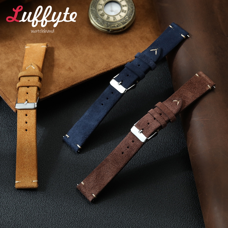 빈티지 스웨이드 가죽 시계줄 18mm 20mm 22mm - Smartwatch Vintage Watches For Men 리뷰 및 가격