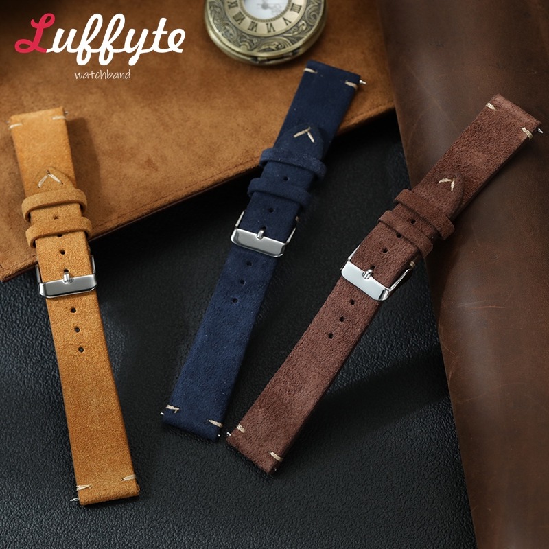 빈티지 스웨이드 가죽 시계줄 18mm 20mm 22mm - Smartwatch Vintage Watches For Men 리뷰 및 가격