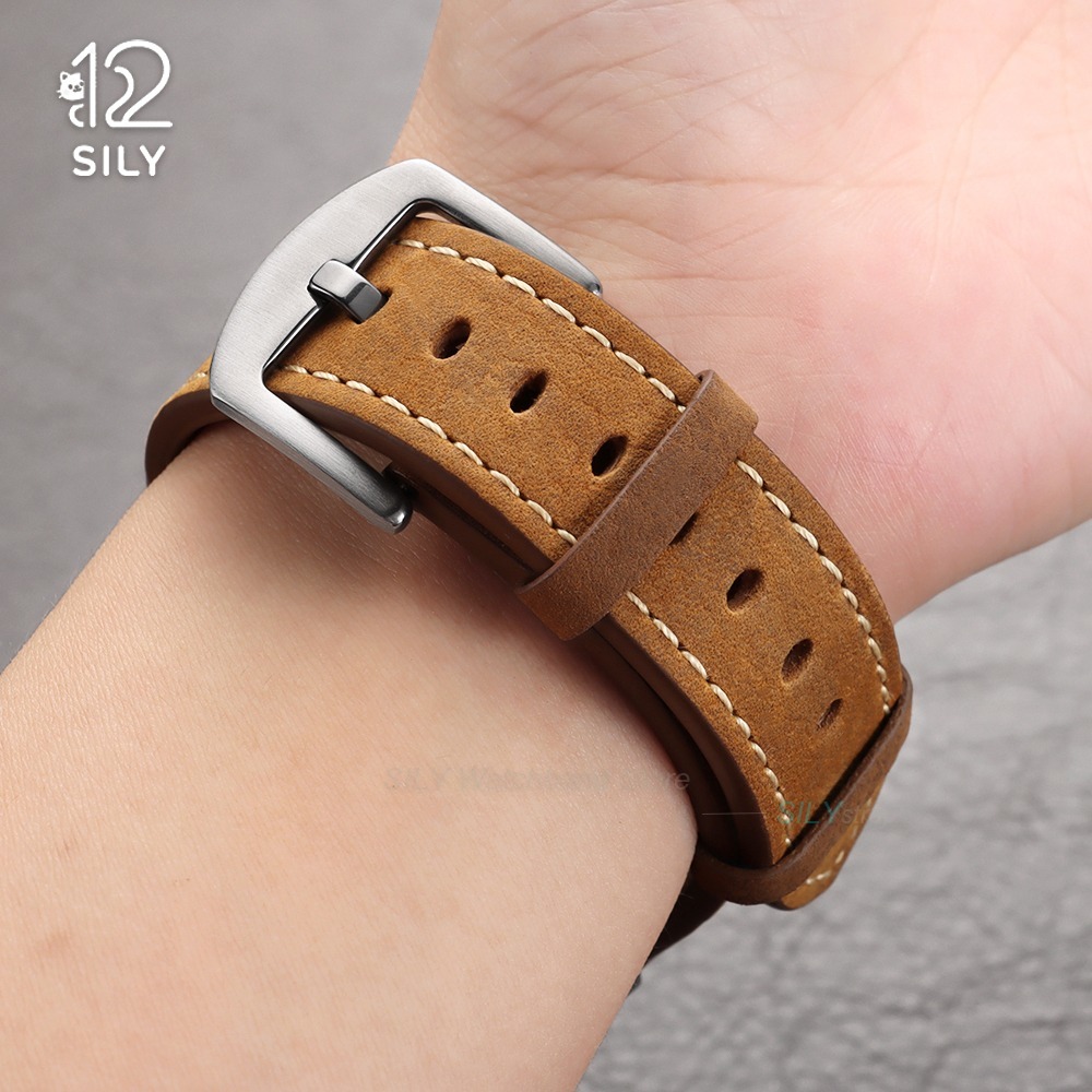 20/22mm 송아지 가죽 시계 스트랩 빈티지 비즈니스 - Smartwatch Vintage Watches For Men 리뷰 및 가격