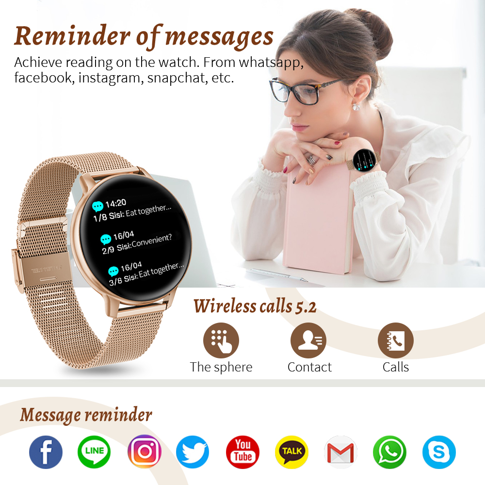 LIGE 블루투스 통화 스마트워치 여성 패션 시계 맞춤 - Smartwatch Angelo Watches 리뷰 및 가격