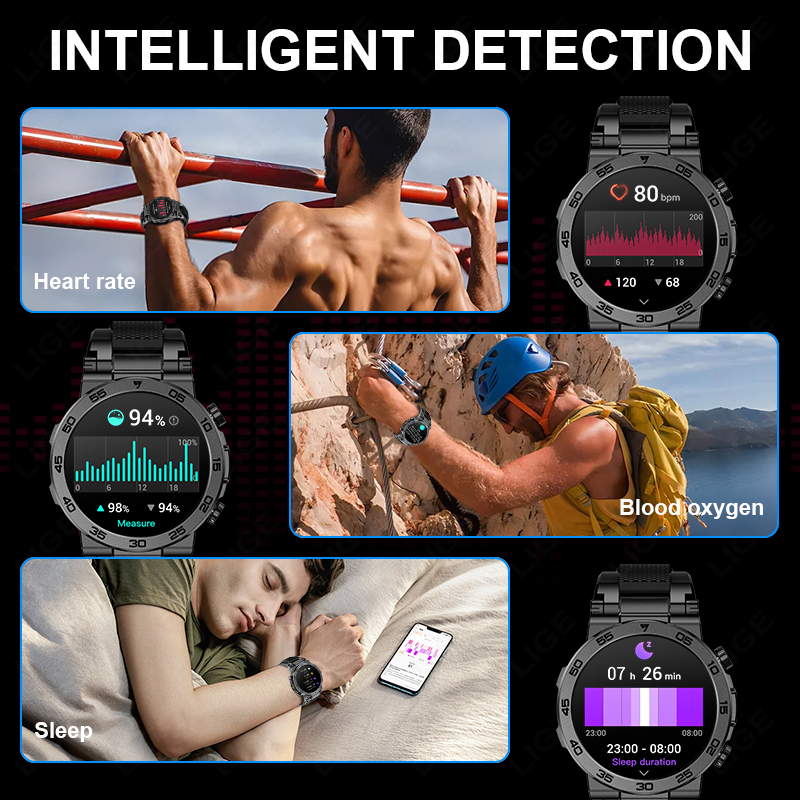 LIGE 사용자 정의 배경 화면 스마트 시계 남자 야외 - Smartwatch Watches Wallpaper 리뷰 및 가격