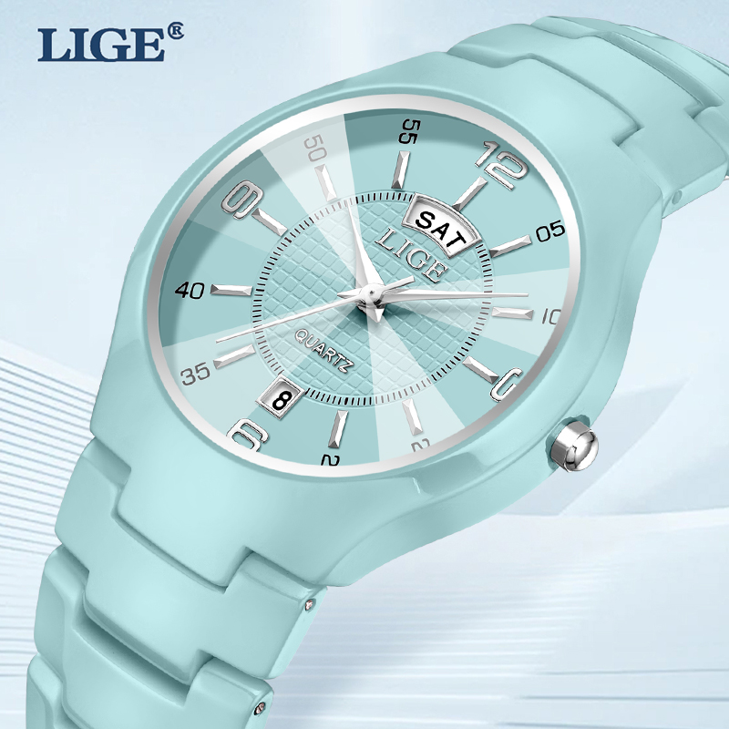 LIGE 우아한 여성 시계 패션 럭셔리 날짜 요일 표시 - Luxury Ceramic Watch 리뷰 및 가격