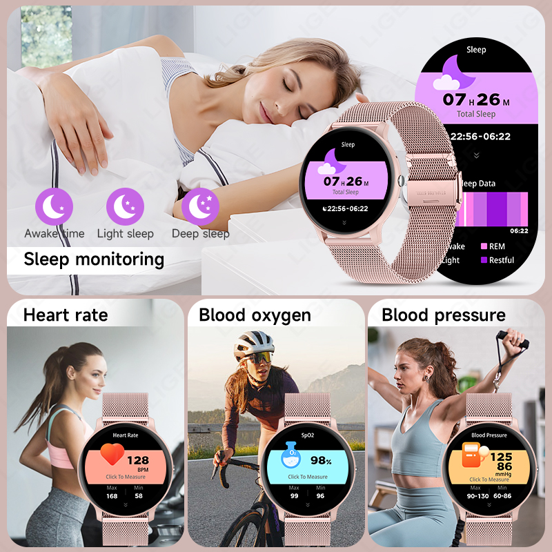 LIGE 여성용 스마트워치 혈액 산소 모니터 스포츠 피 - Smartwatch Angelo Watches 리뷰 및 가격