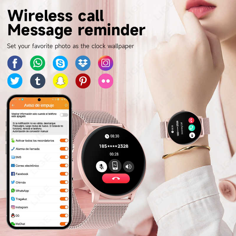 LIGE 여성용 스마트워치 혈액 산소 모니터 스포츠 피 - Smartwatch Angelo Watches 리뷰 및 가격