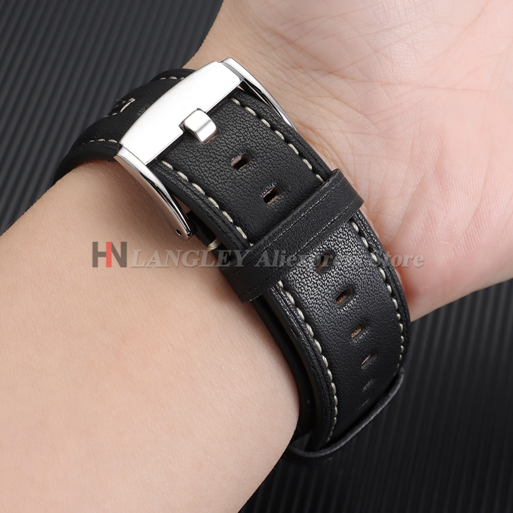 빈티지 가죽 시계줄 22mm 수제 스티칭 소가죽 스트랩 - Smartwatch Vintage Watches For Men 리뷰 및 가격