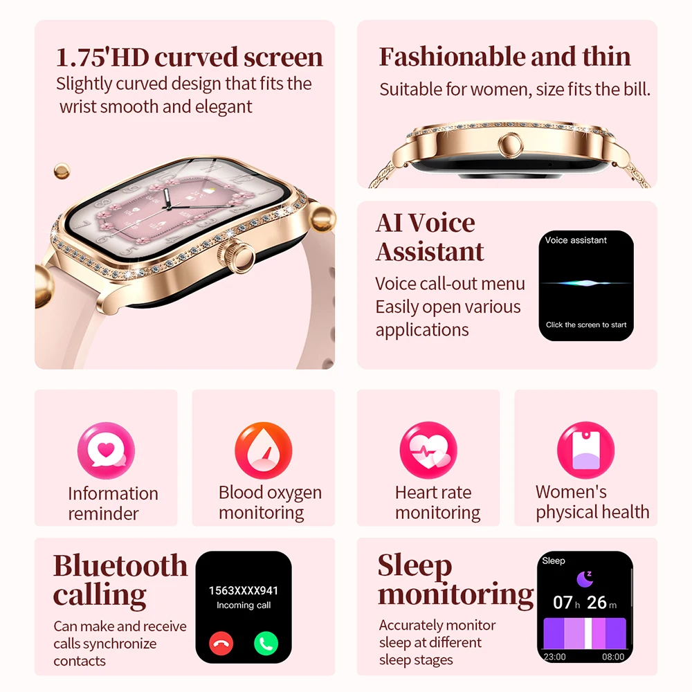 여성용 블루투스 통화 스마트 워치 곡선형 스크린 전자제 - Smartwatch Angelo Watches 리뷰 및 가격