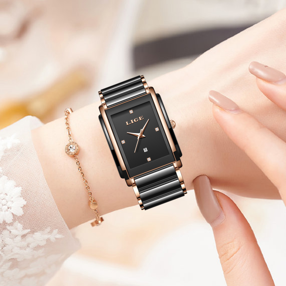 LIGE 여성용 패션 우아한 시계 일본 무브먼트 세라믹 - Luxury Ceramic Watch 리뷰 및 가격