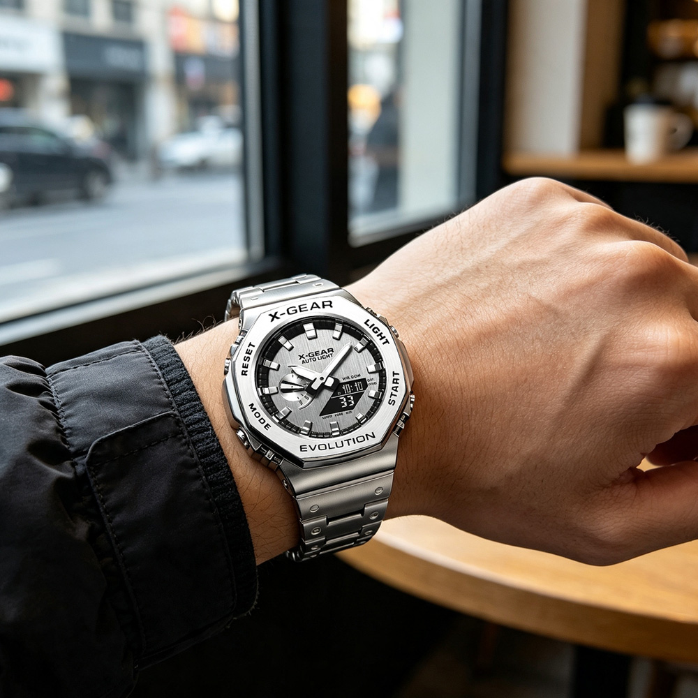 X-GEAR 듀얼 디스플레이 디지털 스포츠 시계 스틸  - Smartwatch Watches For Women Smart 리뷰 및 가격