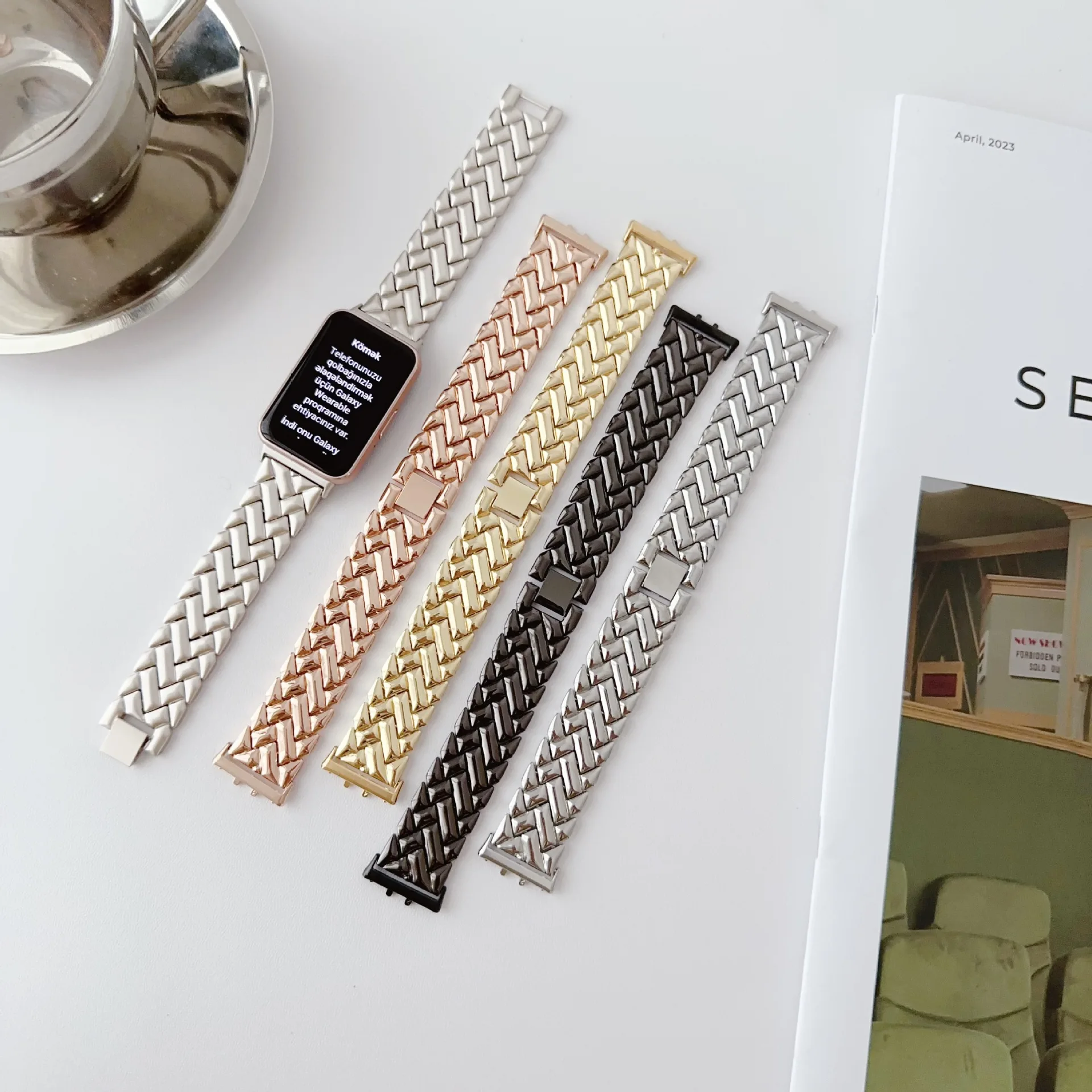 새로운 손목밴드 메탈 스트랩 삼성 갤럭시 핏 3 밴드  - Smartwatch New Watches For Women 리뷰 및 가격