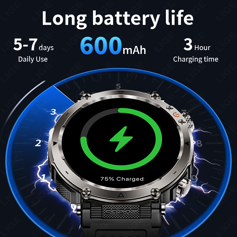 새로운 군용 야외 스마트워치 남성용 심박수 모니터 시계 - Smartwatch Watches For Men 리뷰 및 가격