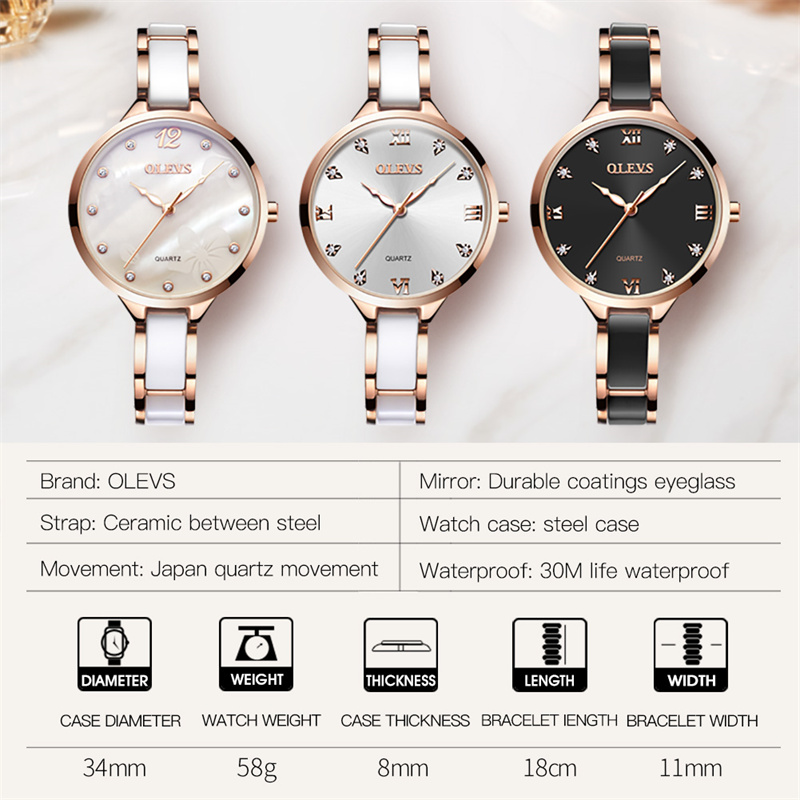 OLEVS 남성용 새로운 패션 여성 쿼츠 시계 럭셔리  - Luxury Ceramic Watch 리뷰 및 가격